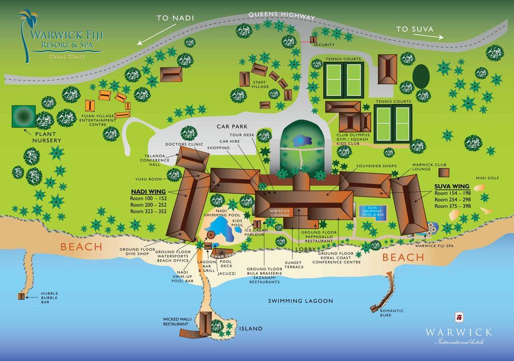 The Warwick Fiji Hotel Korolevu  Exterior foto Map of the resort
